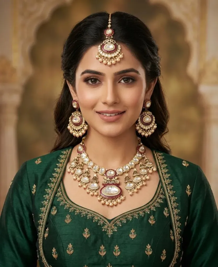 Ruby Moissanite Kundan Victorian Necklace