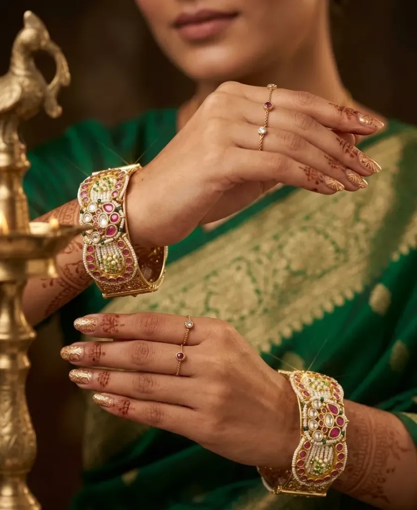 Premium Moti Kundan Heritage Bangles