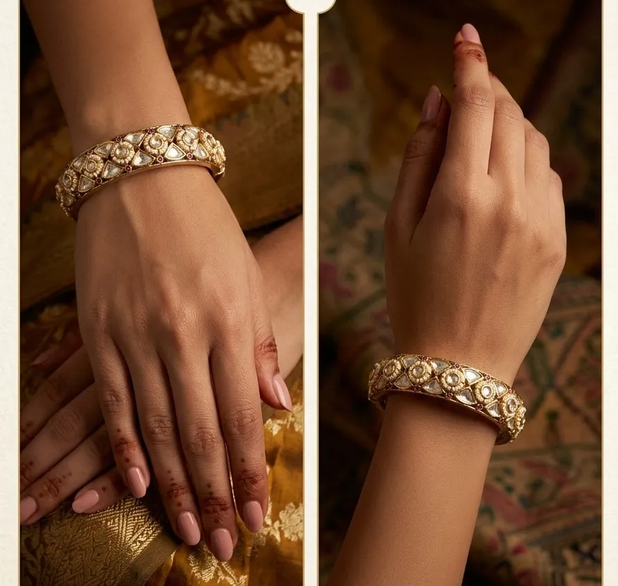 Moti Polki Kundan Bangles