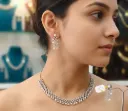 Small Diamond And Moti American Diamond Necklace