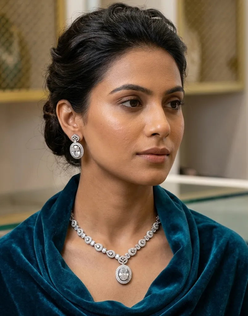 Diamond Pendant American Diamond Necklace