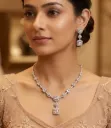 Square Design American Diamond Necklace