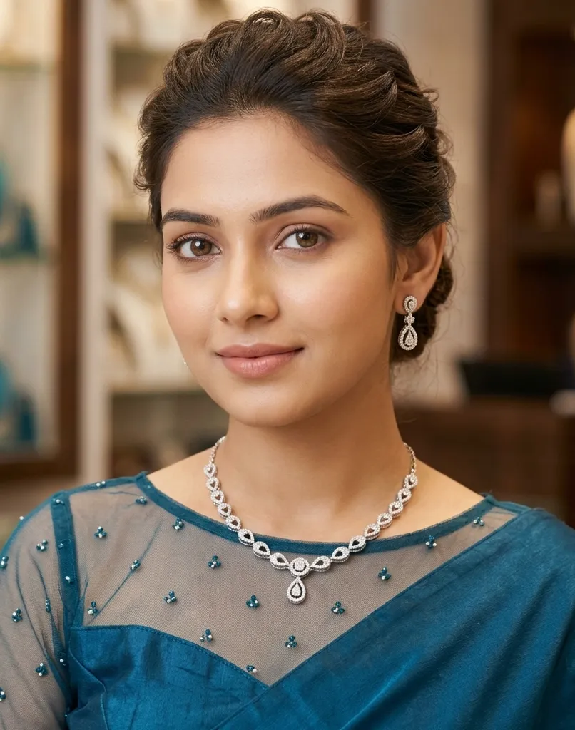 Small Diamond American Diamond Necklace