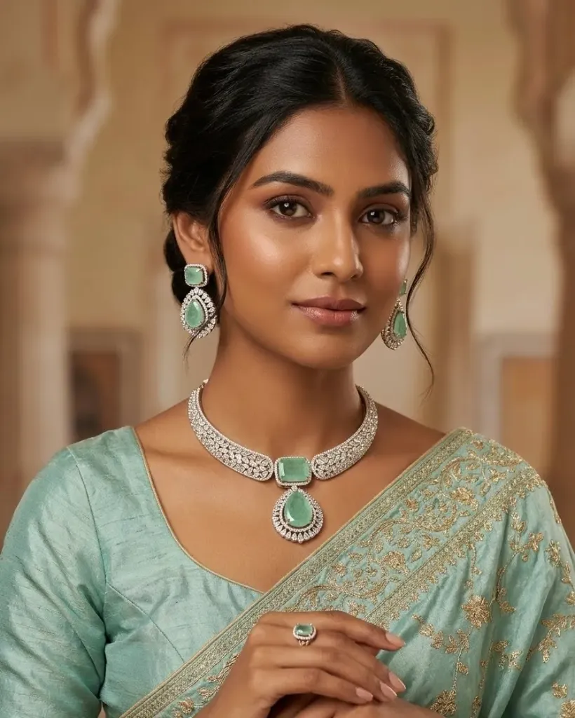 Emerald Drop Necklace Set